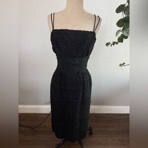 Vintage 1950's Textured Cocktail "Wiggle" Dress Figure Flattering